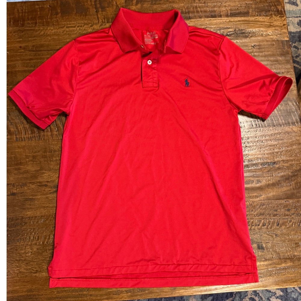 Polo Ralph Lauren Performance Shirt Kids Large 14-16 Red Short Sleeve Polo
